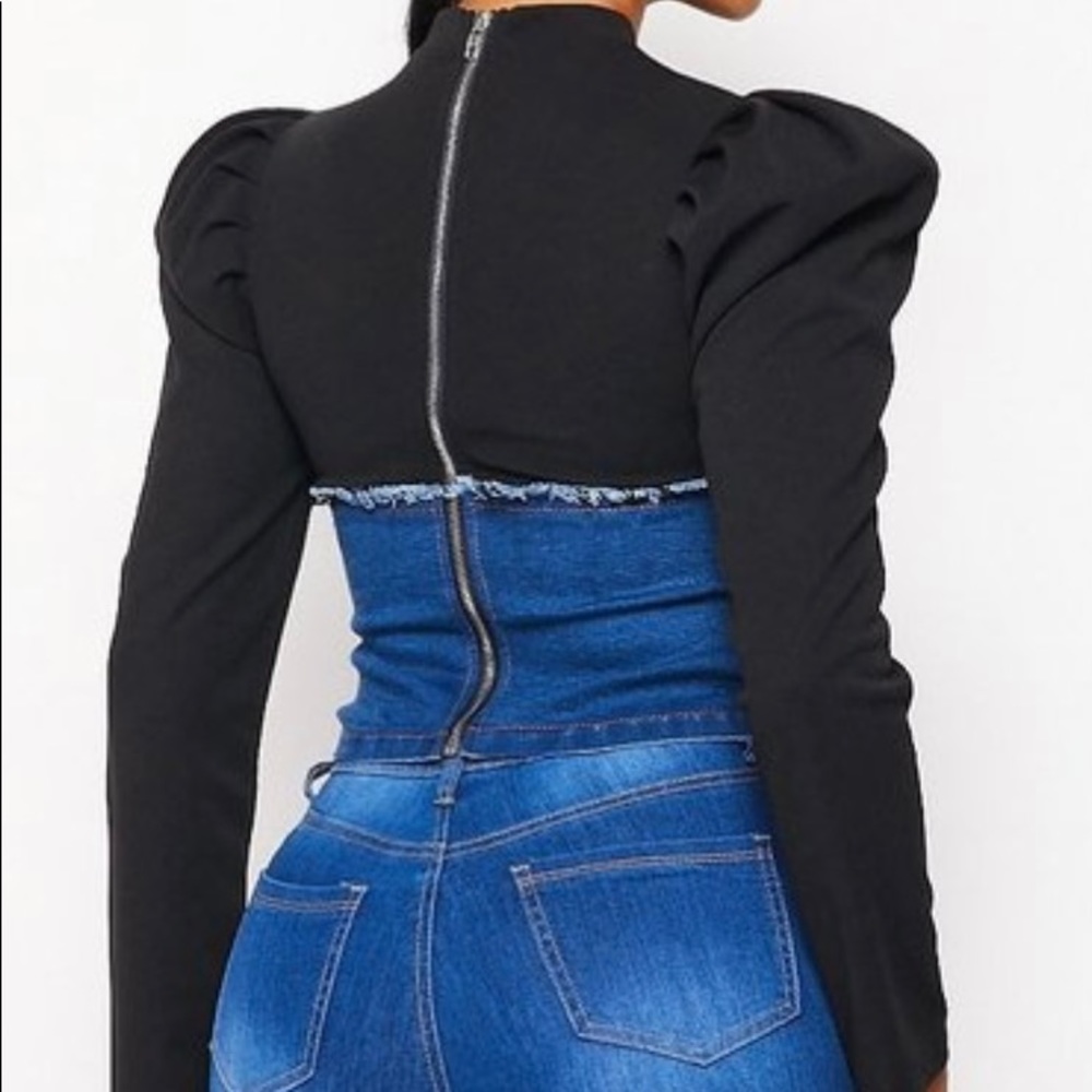 Two N One Denim Black Top